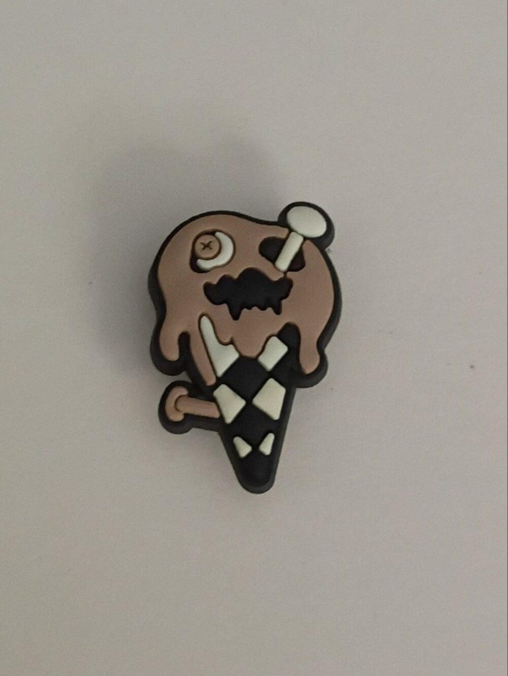 10 for $10 Jibbitz Croc Charm - Spooky Face Ice Cream Black Checkered Cone 2
